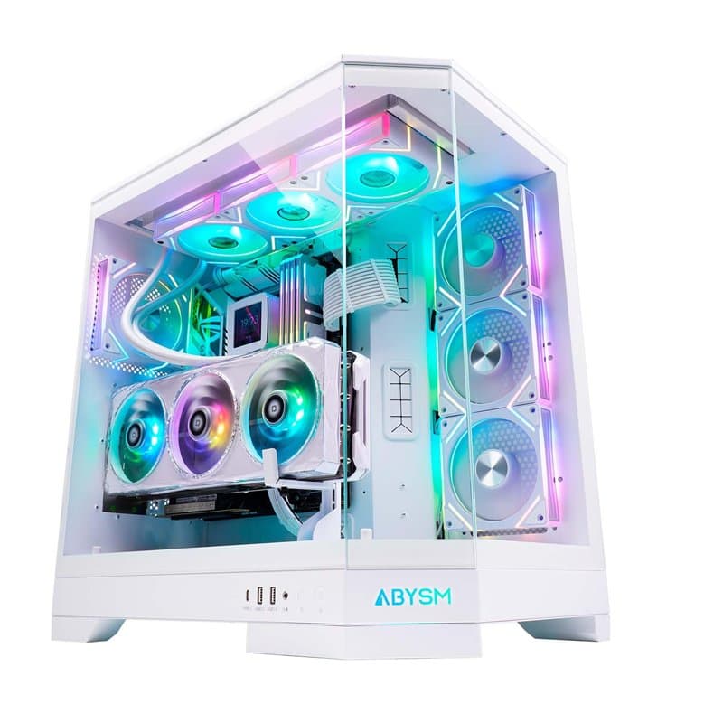 ABYSM Gaming Danube SAVA H600 Boîtier PC Gamer E-ATX avec 3 Panneaux en Verre trempé, 4 Ventilateurs ARGB de 120 mm, contrôleur,