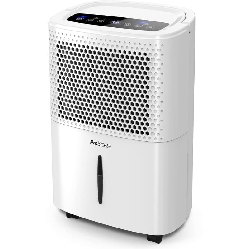 Pro Breeze Déshumidificateur d'Air Silencieux 12L/Jour - Absorbeur d'Humidité - 40 dB, Réservoir 1,8L, Drainage Continu, Minuter