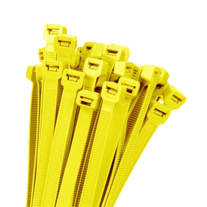 Lot de 40 colliers de serrage en nylon jaune de 3,6 x 200 mm, parfaits pour sécuriser les câbles et effectuer des fixations dans