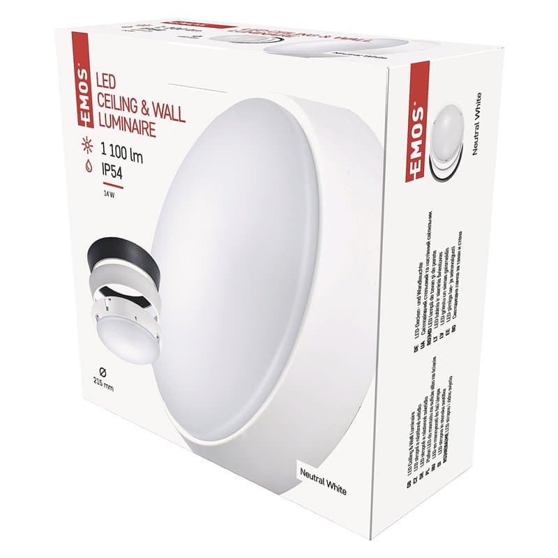 EMOS - Applique murale/plafonnier LED, rond, cadre interchangeable - étanche - blanc neutre - 1100 lm - 14 W (au lieu d'une ampo