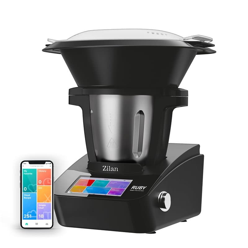 Zilan RUBY Thermorobot, Robot de cuisine multifonction Wi-Fi, 18 Fonctions, Écran Tactile Couleur TFT 7", Balance Intégrée, Cont