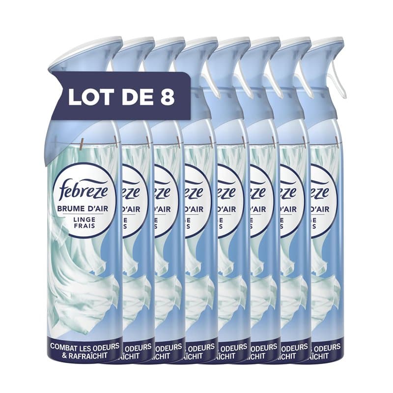 Febreze Spray Désodorisant Linge Frais 185ML, Éliminateur D’Odeur Pour Toutes Les Pièces De La Maison Et Gaz Propulseur 100 % Na