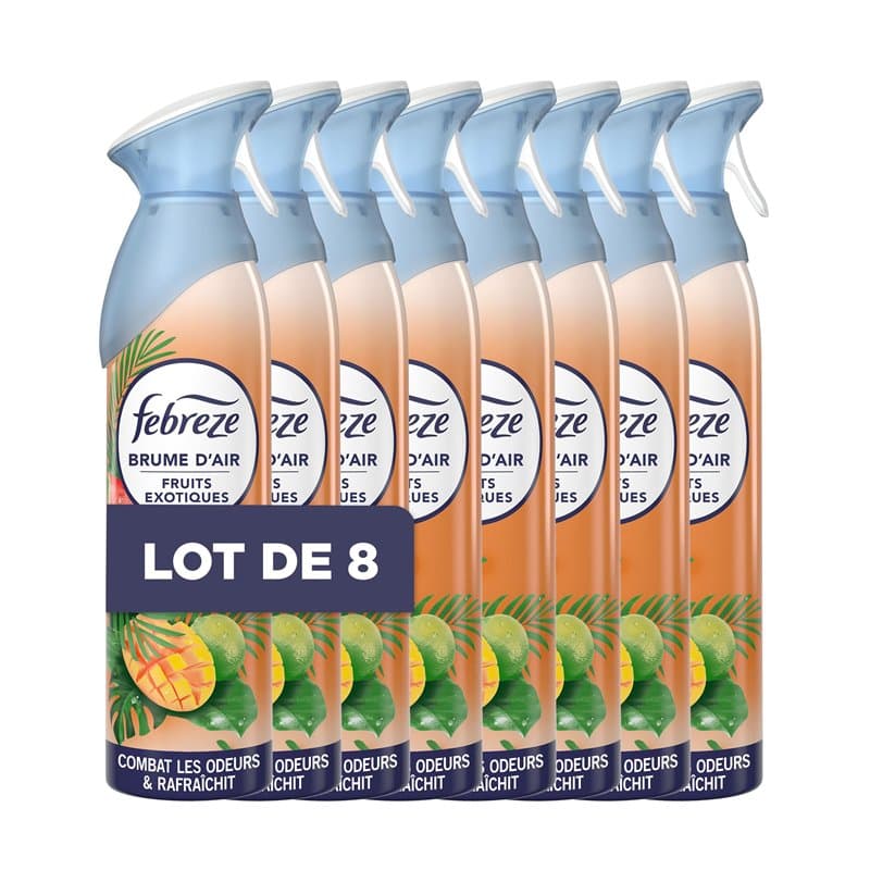 Febreze Fruits Exotiques Aérosol Désodorisant 185 ml, Parfum Frais 2X Plus Durable, Élimine Les Odeurs Et Laisse Un Agréable Par