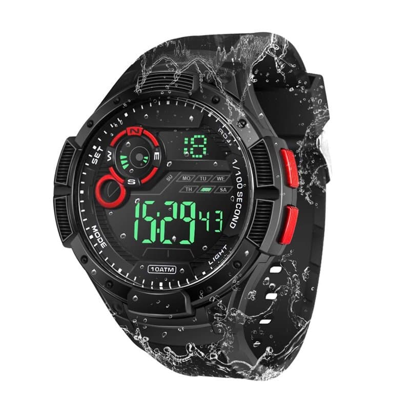 BANGLIN Montre Résistant l'eau 10 ATM 100m Lumineux Montre de Natation Submersible avec Fonctions Réveil, Chronographe, Double F