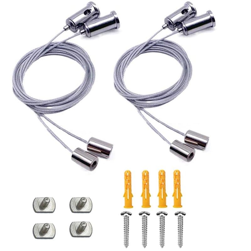 4 Pcs Ajustable Suspension Fil Suspension Luminaire Cable en Acier Inoxydable Kit, Suspension Luminaire Suspension Cadre Photo K