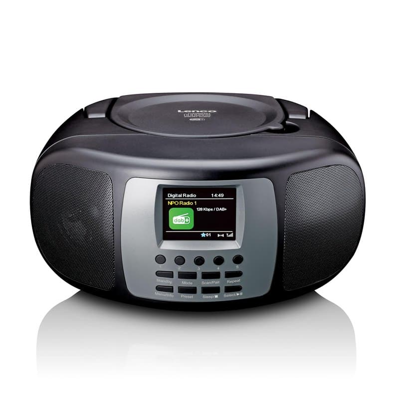 Lenco SCD-860 - Radio CD Portable - Radio Dab+ et FM - Bluetooth - Lecteur CD à Chargement par Le Haut - écran 2,4 TFT - Deux al