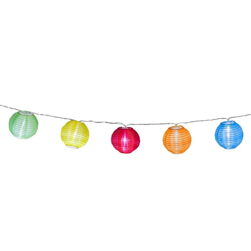 Boland - Guirlande lumineuse LED avec 10 lampions multicolores, 185 cm, décoration de fête pour anniversaire et carnaval