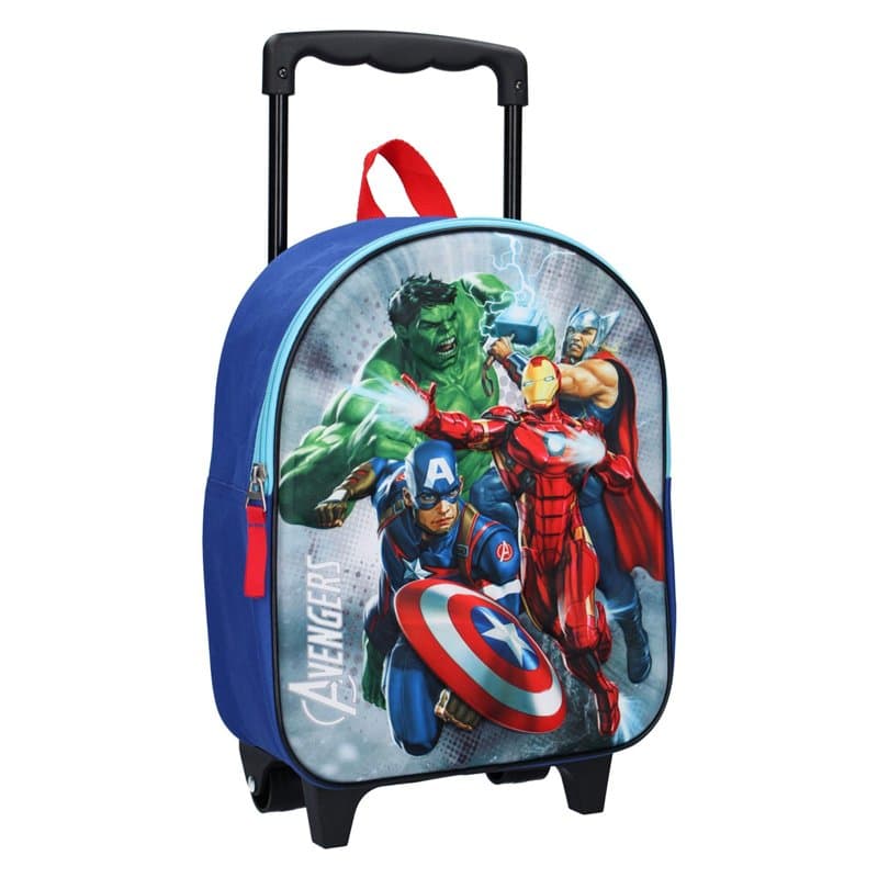Avengers Save The Day - Sac à roulettes 3D - avec Une Belle Image en Trois Dimensions - Idéal pour Un Week, Bleu, Cartable, Bleu