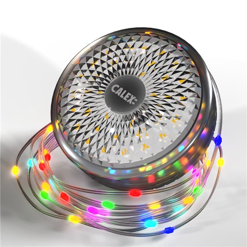 CALEX Guirlande lumineuse rechargeable et rétractable alimentée par piles RVB et lumière blanche chaude pour jardin, terrasse, c