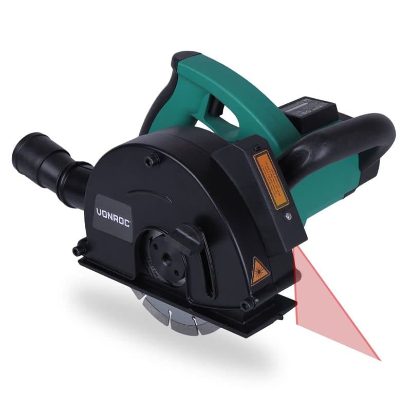 VONROC Rainureuse Béton et Pierre à Laser 1700W - 2 Disques Diamants 150mm - Guide Laser, Réglage Profondeur de 5 à 40mm - Canau