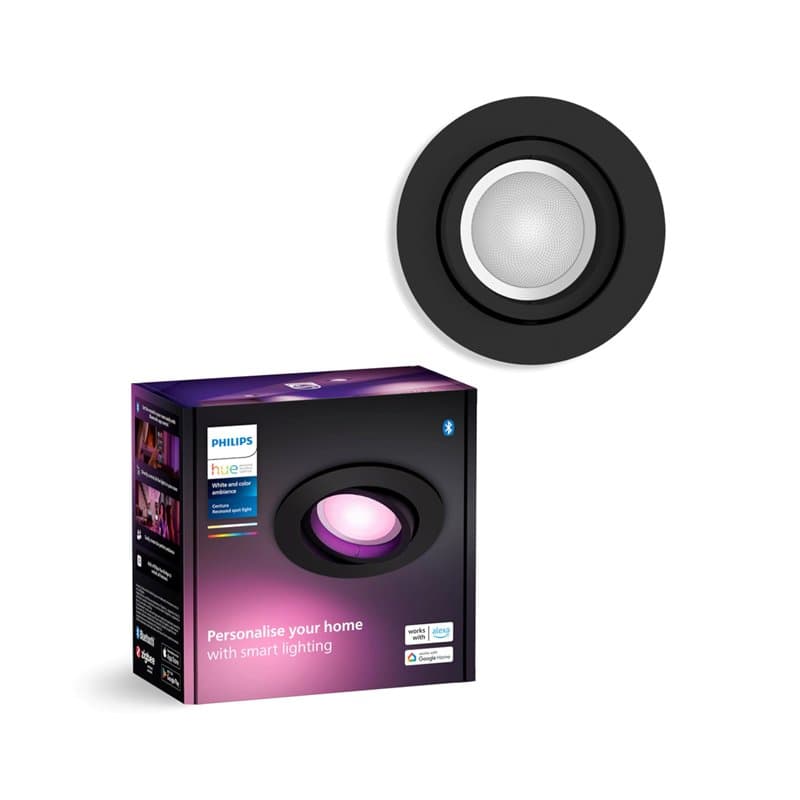 Philips Hue White & Color Ambiance Centura downlights ronds 1 pack, plafonniers à intensité variable pour le système d'éclairage