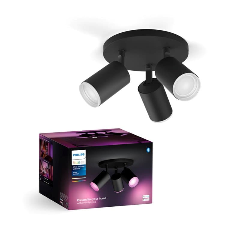 Philips Hue White & Color Ambiance Fugato Spot 3 flg. noir 3x350lm, dimmable, 16 millions de couleurs, contrôlable par applicati