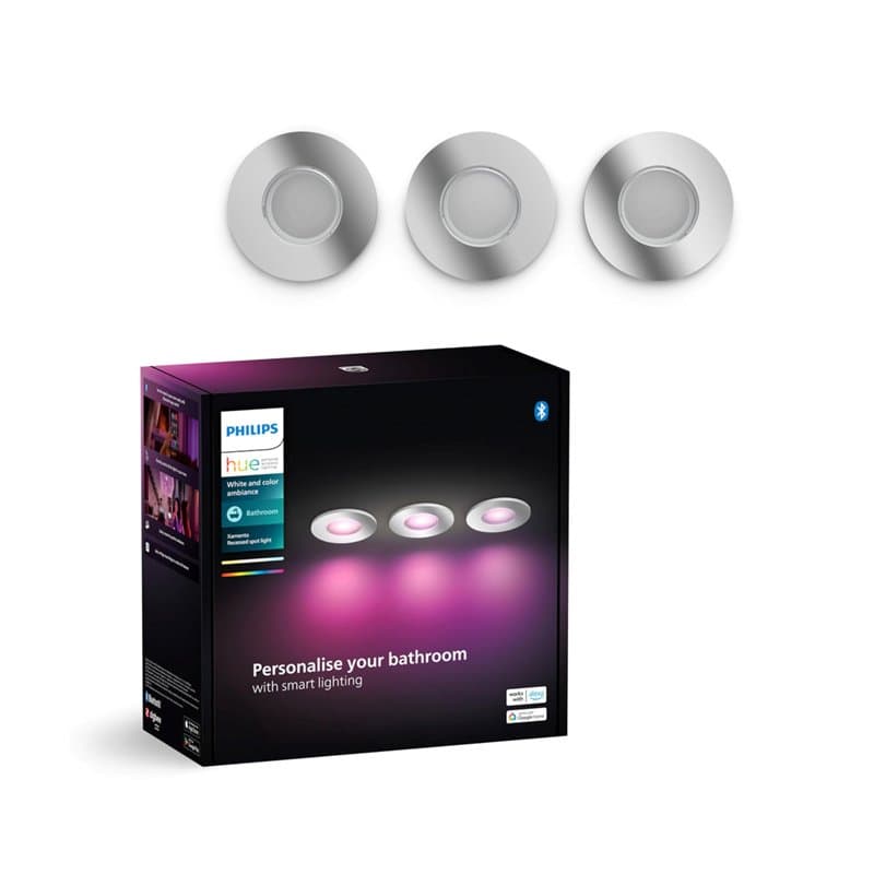 Philips Hue White & Color Ambiance Xamento 3-pack, lampes de salle de bains à intensité variable pour le système d'éclairage Hue
