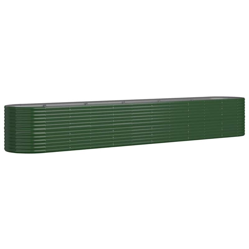 vidaXL Pot de fleurs en acier revêtu par pulvérisation Vert 440 x 80 x 68 cm