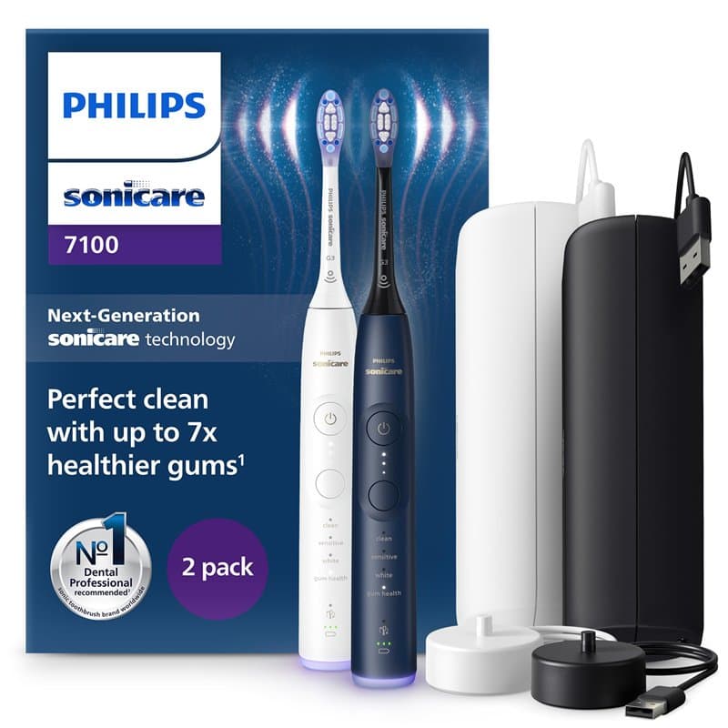 Philips Sonicare 7100 - Brosse à dents électrique sonique avec application, 4 modes de brossage et 3 niveaux d'intensité, Alerte