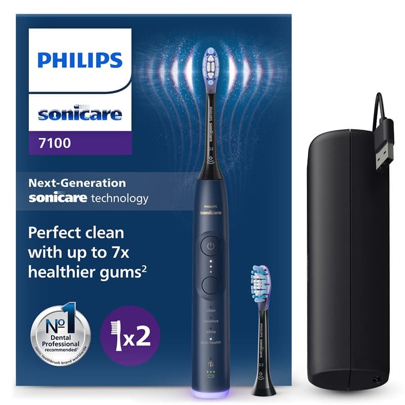 Philips Sonicare 7100 - Brosse à dents électrique sonique avec application, 4 modes de brossage,3 niveaux d'intensité, Alerte de