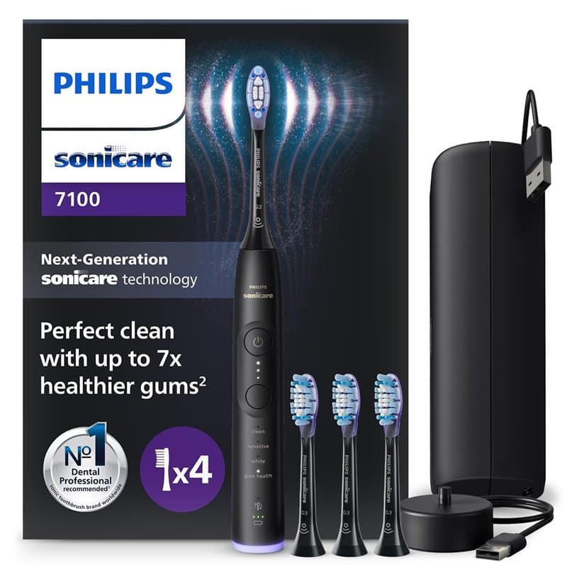 Philips Sonicare 7100 - Brosse à dents électrique sonique avec application, 4 modes de brossage, 3 niveaux d'intensité, Alerte d