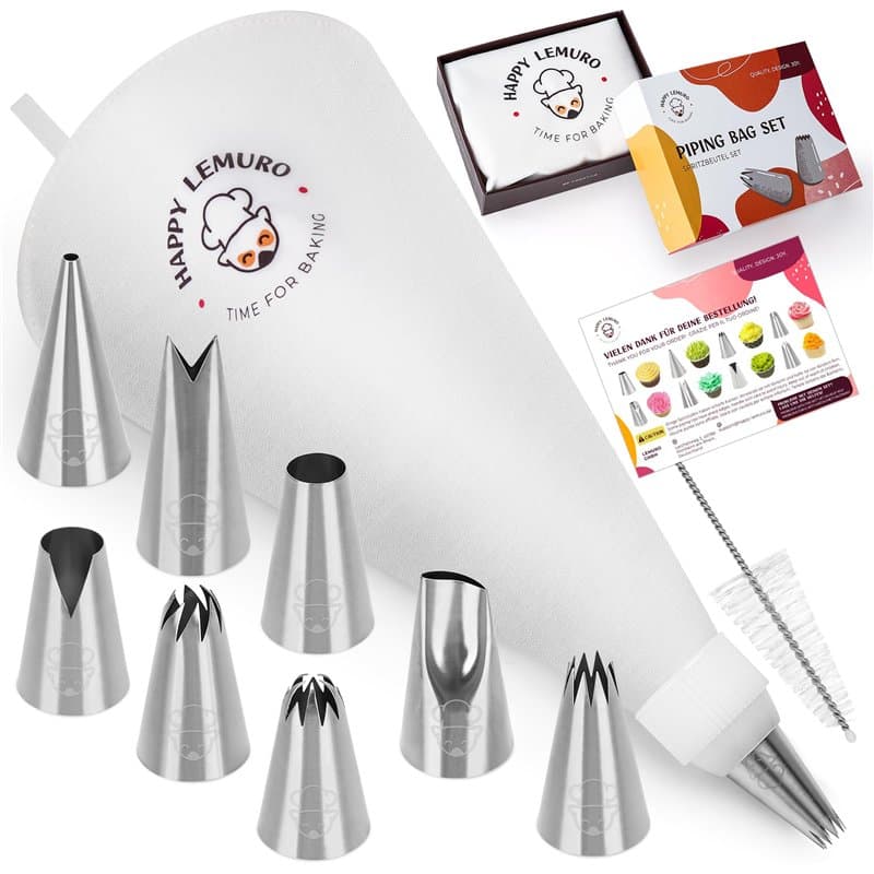 Lot de poches à douille de qualité supérieure avec douilles, poche à douille en coton lavable au lave-vaisselle avec 8 douilles,