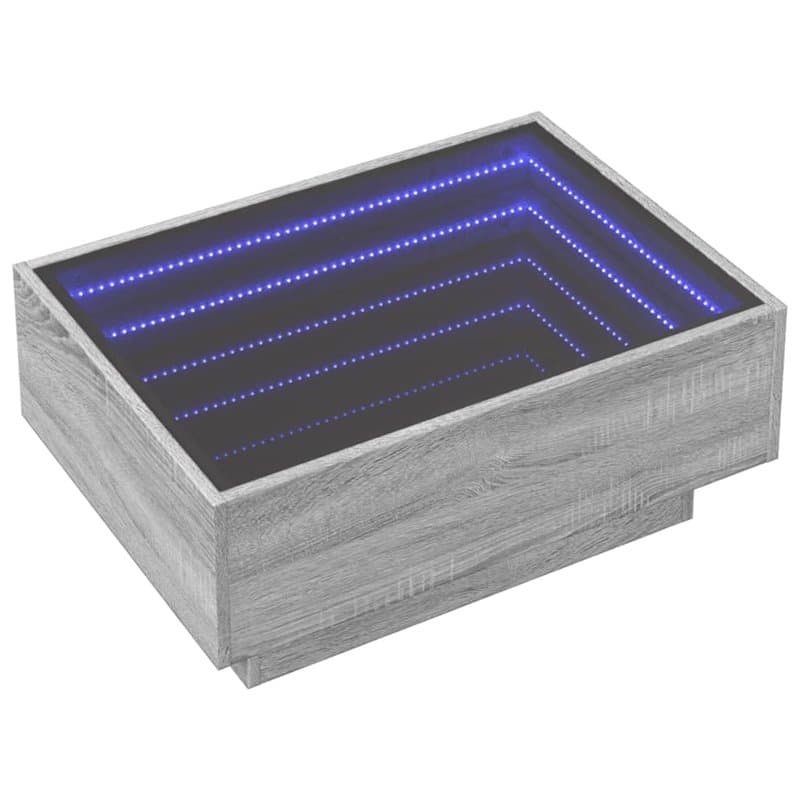 vidaXL Table basse avec lumières LED - Bois d'ingénierie Sonoma gris - 70x50x30cm pour salon, chambre à coucher, salon - LED RVB