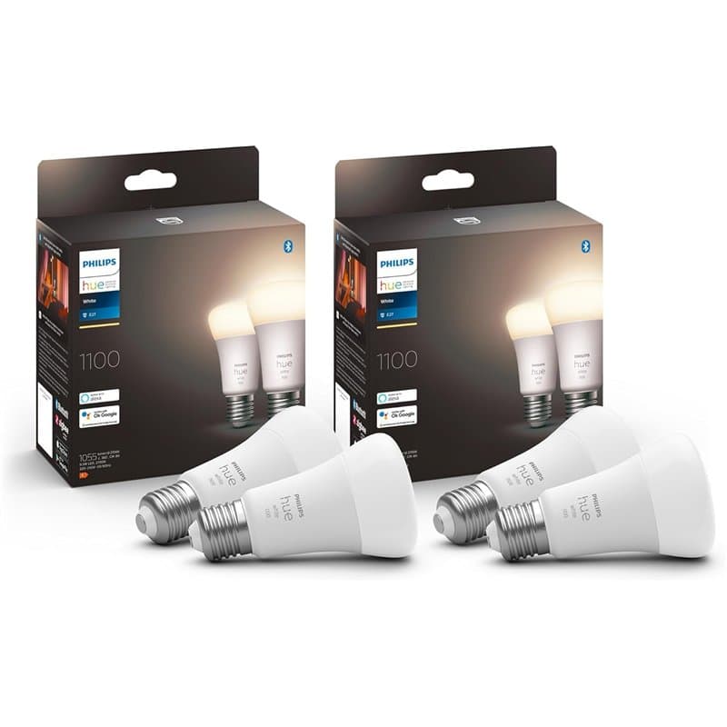 Philips Hue White E27 lampadaire 4x1055lm, dimmable, lumière blanc chaud, contrôlable via l'application, compatible avec Amazon