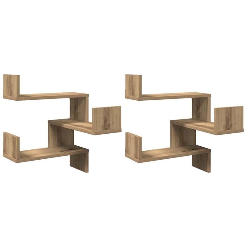 vidaXL Étagères d'angle murales 2 pcs chêne Artisanal 40x40x49,5 cm, étagère Murale, étagère Suspendue, étagère Murale Suspendue