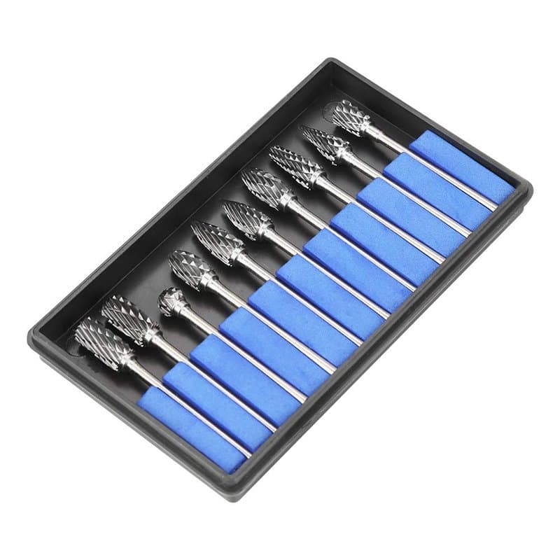 Jeu de fraises rotatives, 10 pièces 2.35 * 6mm fichiers rotatifs en carbure de tungstène ensemble d'outils de sculpture pour le