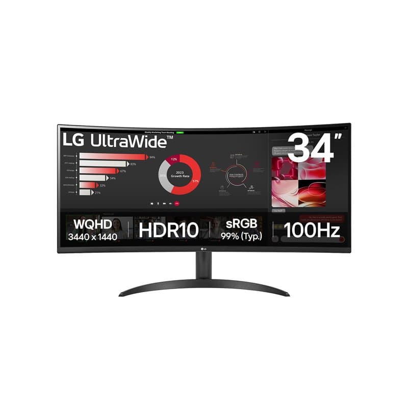 LG UltraWide™ 34WR50QK-B Ecran PC Ultra Large 34" - Dalle VA résolution QHD (3440 x 1440), 5ms GtG 100Hz, HDR 10, sRGB 90% (CIE1