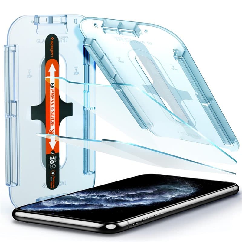 Spigen Glas.TR EZ Fit Verre Trempé Compatible avec iPhone 11 Pro, iPhone XS, iPhone X, 2 Pièces, Résistant aux Rayures, 9H Prote