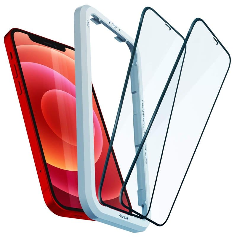 Spigen AlignMaster Verre Trempé Compatible avec iPhone 12, iPhone 12 Pro, 2 Pièces, Couverture complète, Résistant aux Rayures,
