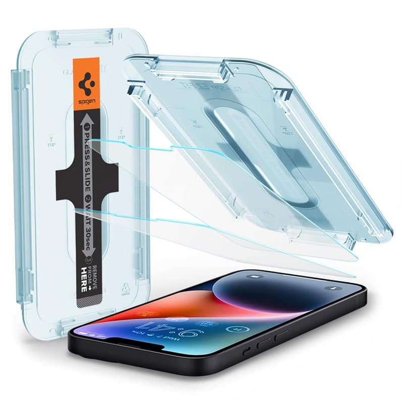Spigen Glas.tR EZ Fit Verre Trempé compatible avec iPhone 14 Plus, iPhone 13 Pro Max, 2 Pièces, Résistant aux Rayures, 9H Protec