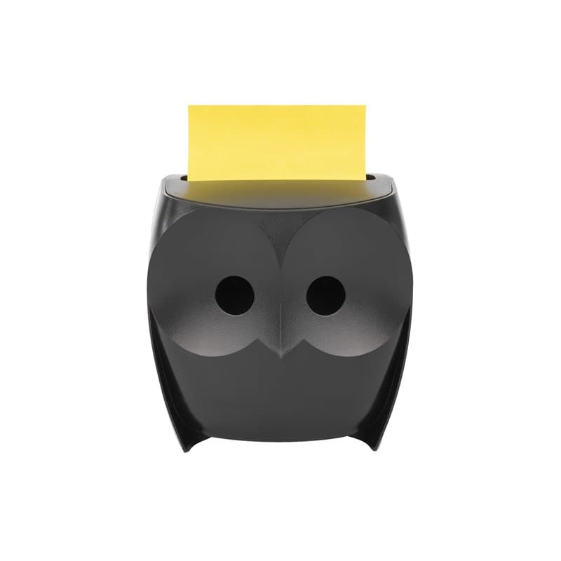 Dévidoir Z-Notes Post-it, Hibou, Noir + Z-Notes Post-it Super Sticky, 45 Feuilles/Bloc, 2 Blocs/Paquet