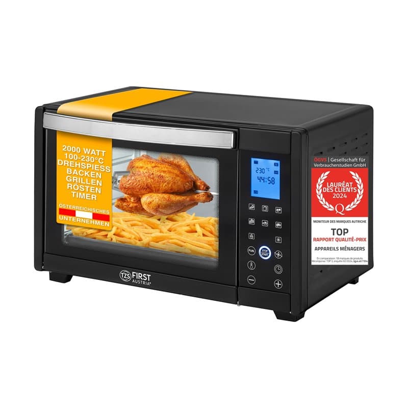 TZS First Austria Mini Four électrique, 30L, Four à convection 1600 Watt, affichage Digital, Four électrique compact, Grille et