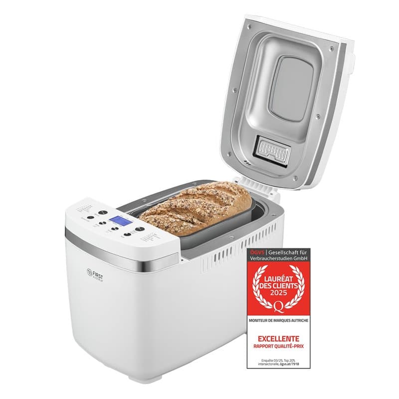 TZS First Austria Machine à Pain avec 14 Programmes, 900-1350g Capacité de pâte, 850W, Fonction Départ Différé, Maintien au Chau
