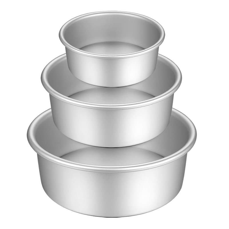 Gesentur Ensemble de Moules à Gâteau Ronds Revêtement Anti-adhésif avec Base Amovible Moules (1, Argent (3 Pièces /5‘’+7‘’+9‘’)