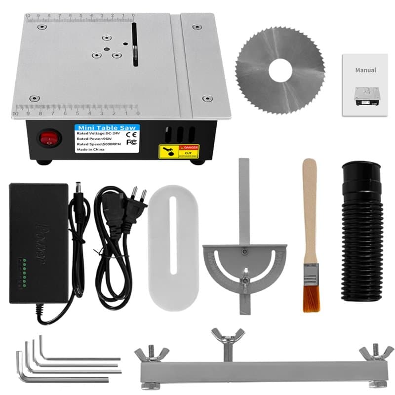 TICFOX Scie à Table DIY, Mini Scie à Table Réglable à 7 Vitesses 96 W Scie à Table Multifonctionnelle pour la Fabrication de Mod