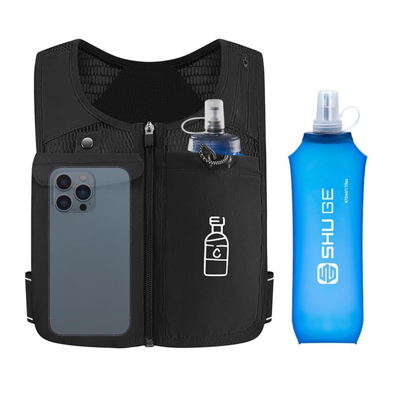 HMAKGG Unisexe Gilet d'Hydratation avec Bouteilles 470ml, Poches pour Telephone, Gilet d'hydratation Réfléchissant Sac à Dos Hyd