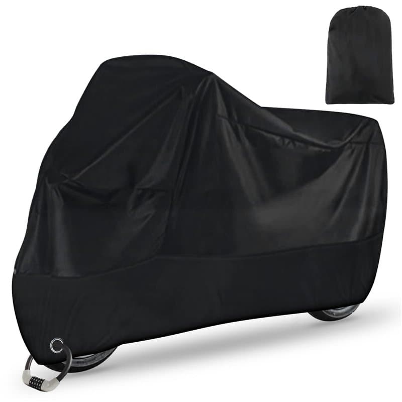 Housse Moto Exterieur Etanche Hiver Eté 210D Oxford XXL avec Trou de Serrure, Protection Contre la Poussière Neige Pluie Vent UV