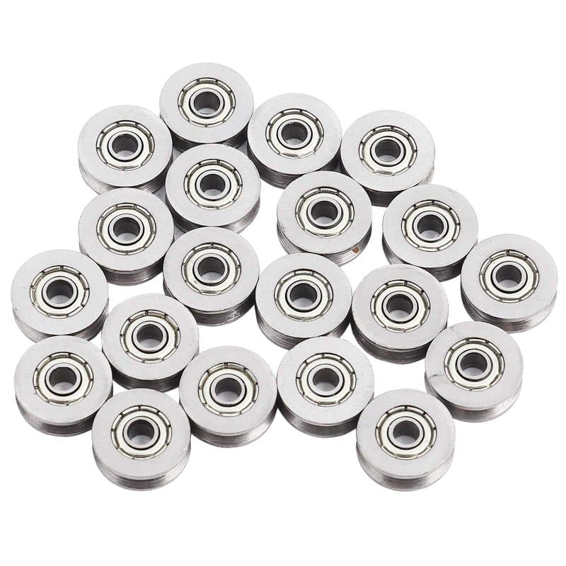 20 pièces 1.4mm profond métal V rainure Guide poulie roulement roue Rail roulements à billes roue 3x12x4mm