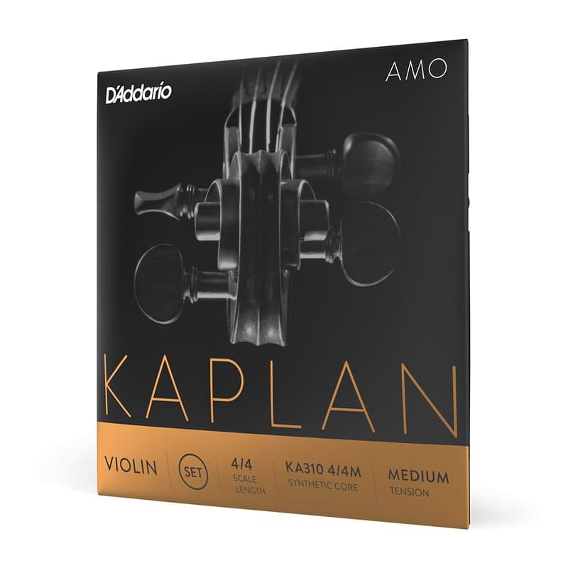 Cordes de violon D'Addario Kaplan Amo - Jeu complet - KA310 4/4M - Cordes de violon - Échelle 4/4, Tension moyenne