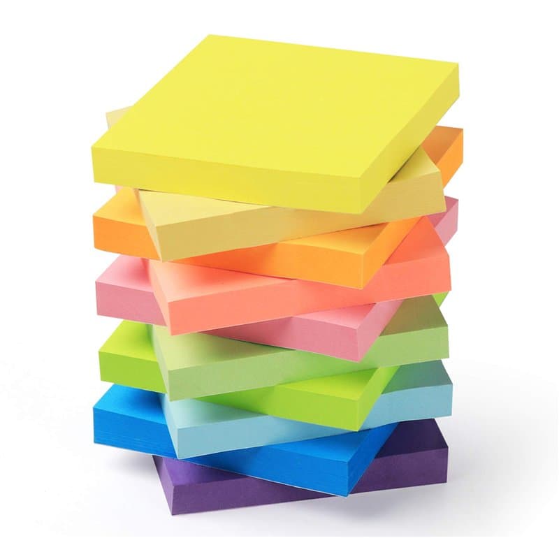 Agoer 1000 Feuillets Notes Sticky Notes de 10 Couleurs Vives, 76 x 76 mm Super Sticky Notes, 100 feuilles/bloc Notes Autocollant