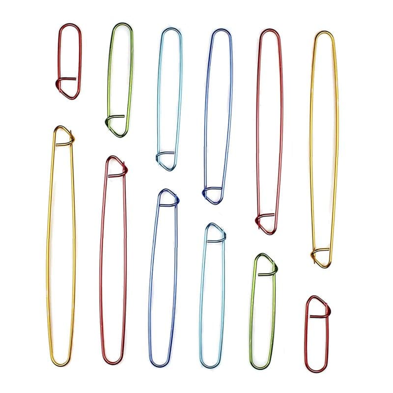 SyiXute 12 Pcs Arrête Mailles à Tricoter,6 Tailles Aluminium Aiguilles à Tricoter Crochet,Epingles à Nourrice Métal Coloré pour