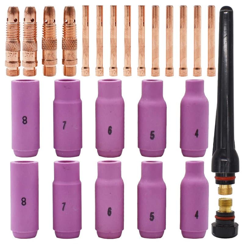 Kit Torche de Soudage Tig,Tianher 26 Pièces Kit Torche de Soudure Tig Tasse Lentille Gaz TIG Fit WP-17 WP-18 WP-26 SR-17 SR-26 S