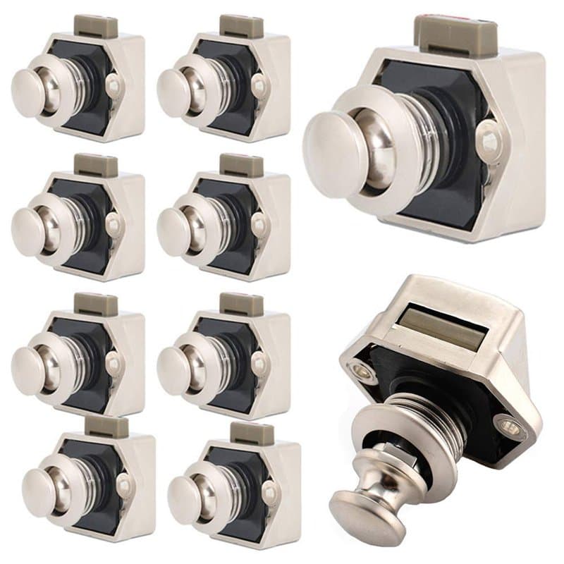 EUNEWR 10 PCS Bouton Poussoir Loquet,Sans clé Serrure de Meuble Fermoir Bouton de Porte de Placard,pour Meuble à Fermeture éclai