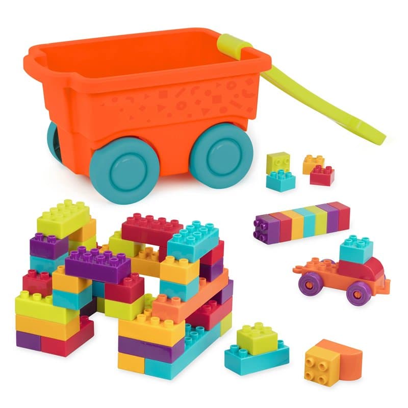 Battat- Locbloc Wagon – Jouet de Blocs de Construction – Jeu d’Imagination pour Enfants de 2 Ans et Plus (54 pièces), BT 2539Z,