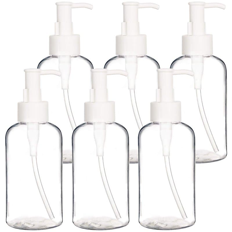 Youngever Lot de 6 Bouteilles de Pompe de Lotion en Plastique Rechargeables Vides 250ML, Distributeur Flacon Pompe (Transparent)