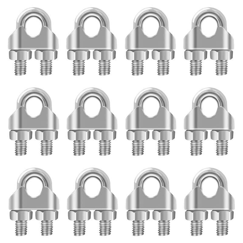TTQiAnJ 12 Pièces Clip Boulons en U de Câble,M6 Serre Câble en U en Acier Inoxydable pour Câble Métallique en Acier de 6 mm,Arge