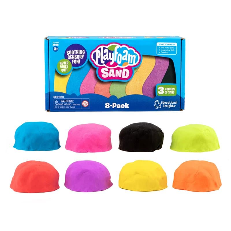Learning Resources Paquet de 8 couleurs assorties de sable Playfoam , 8 couleurs assorties à malaxer, mélanger et modeler, class