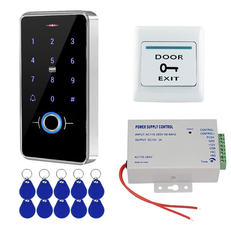 FST Système de Contrôle d'accès étanche IP68 Extérieur Clavier RFID d'empreintes Digitales Biométriques + Alimentation + 10pcs P