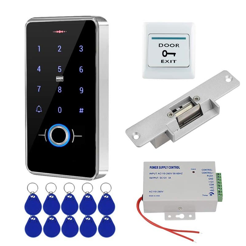 FST Kit de Système de Contrôle d'accès de Porte Ensemble d'empreintes Digitales Biométriques IP68 Clavier RFID étanche + Aliment