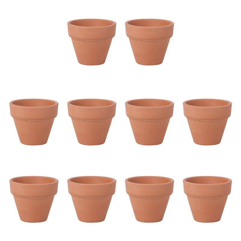 Ounona Lot de 10 mini-pots en terre cuite - pots fleurs/cactus - idéal pour plantes, loisirs créatifs, mariages, chambres d’enfa